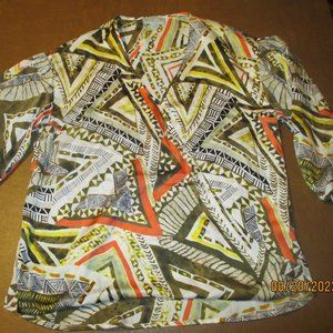 Veronica M Top, GREEN, ORANGE, BLACK & WHITE SIZE Medium, NWOT